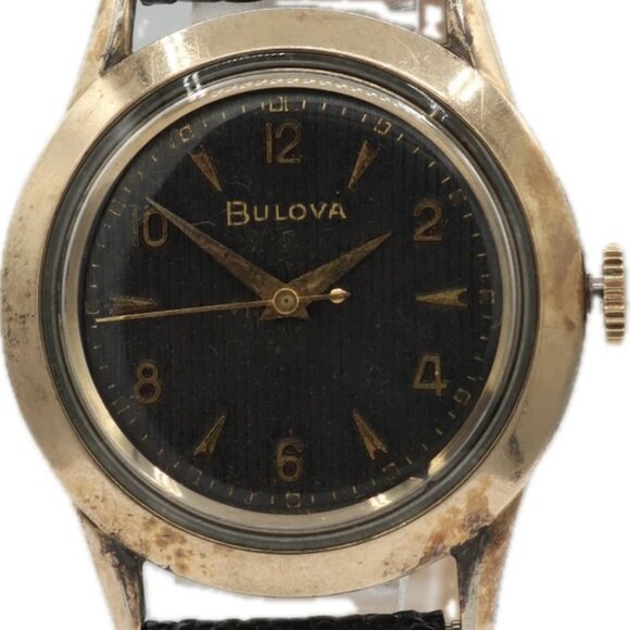 Vintage 34mm 1956 Bulova Tapestry Dial Men\'s Mechanical Wristwatch Gold Tone